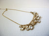 Retro Gold Clear Rhinestones Bib Cluster Necklace 101820