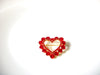 Vintage Red Sparkling Austrian Rhinestones Heart Brooch Pin 101820