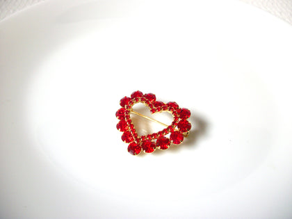 Vintage Red Sparkling Austrian Rhinestones Heart Brooch Pin 101820