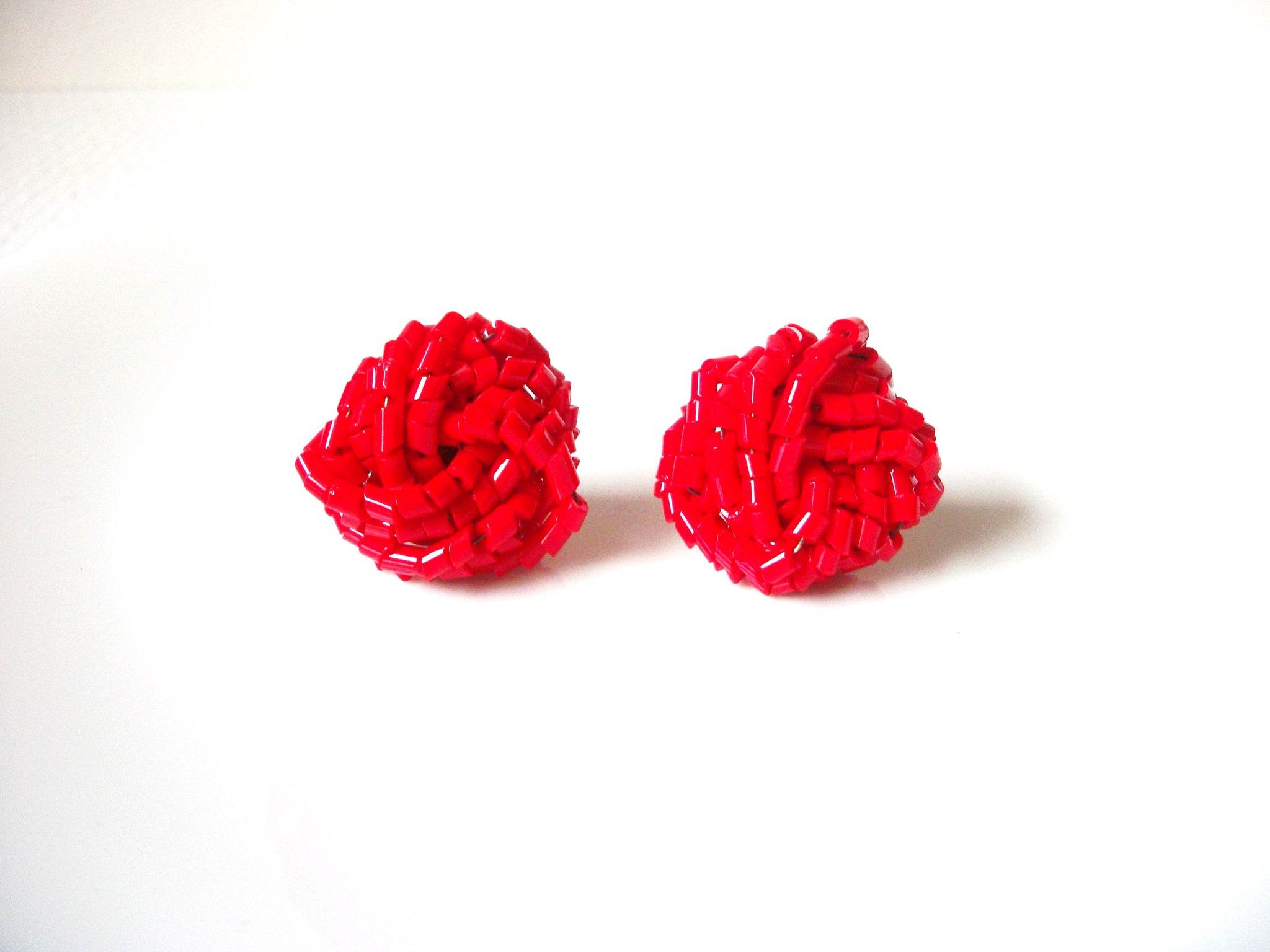 Vintage Red Glass Cluster Earrings 101820