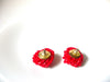 Vintage Red Glass Cluster Earrings 101820