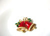 Larger Retro Enameled Rhinestones Christmas Brooch Pin 101820