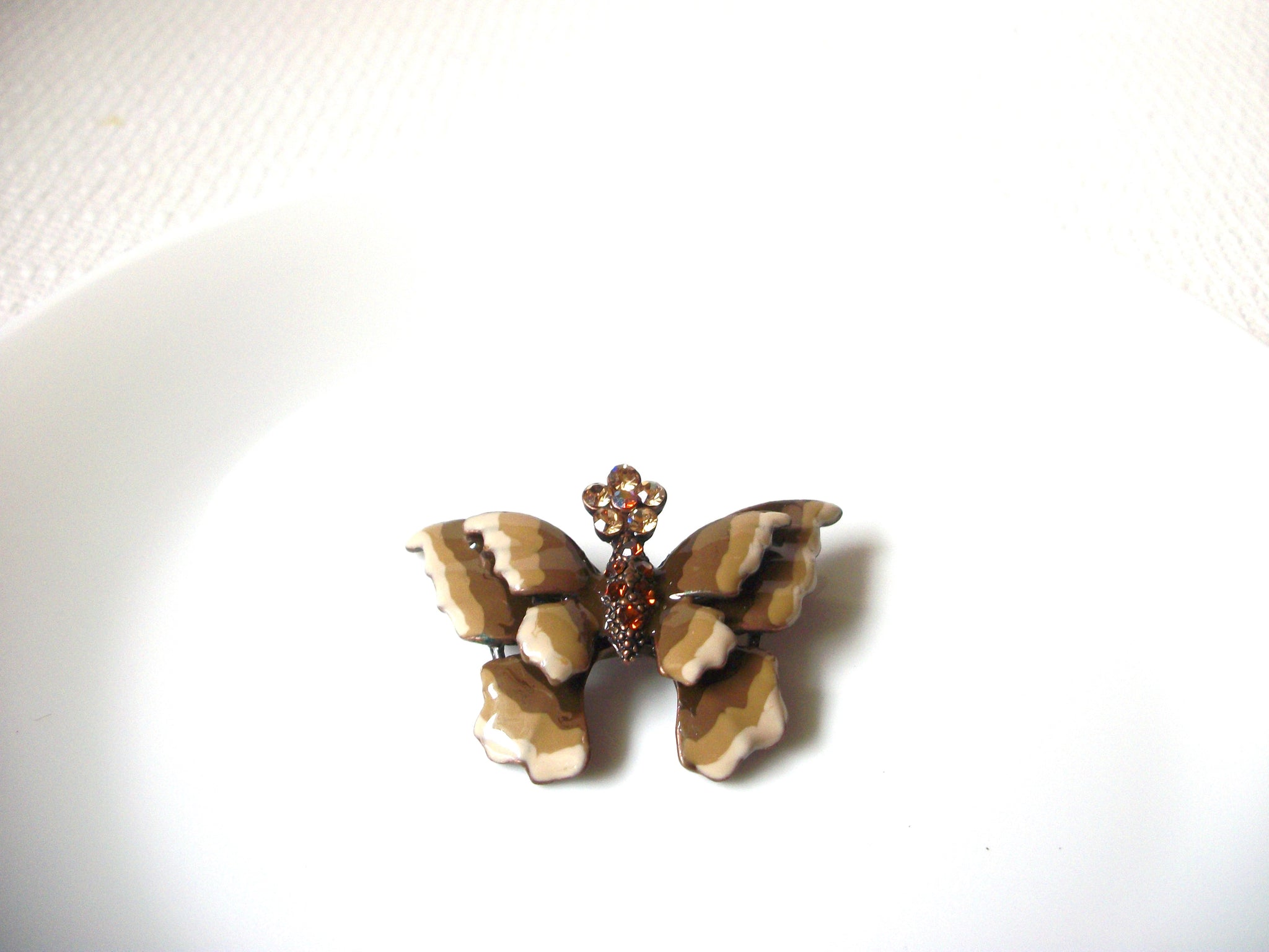 Retro Enameled Rhinestones Butterfly Brooch Pin 101820