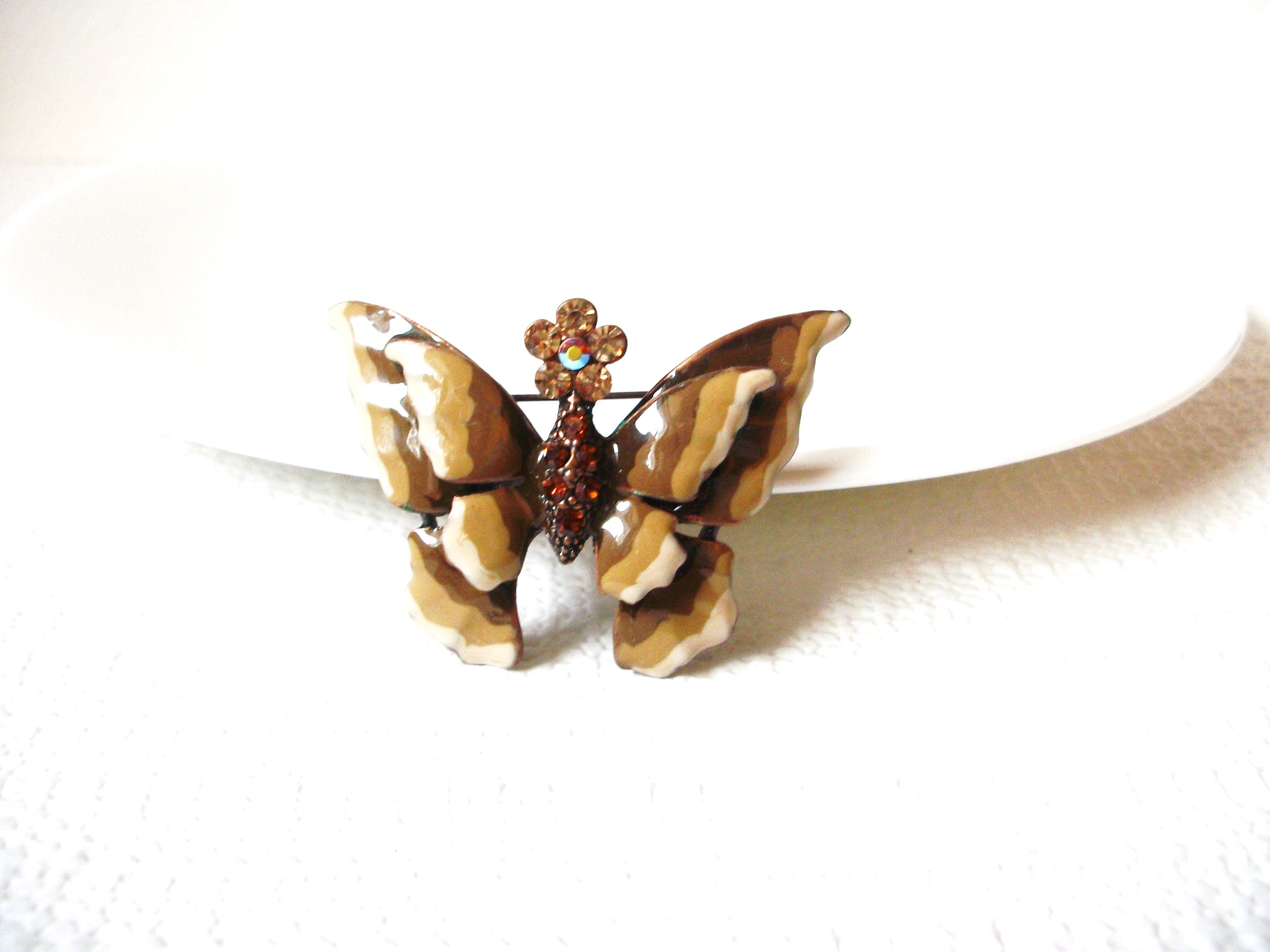 Retro Enameled Rhinestones Butterfly Brooch Pin 101820