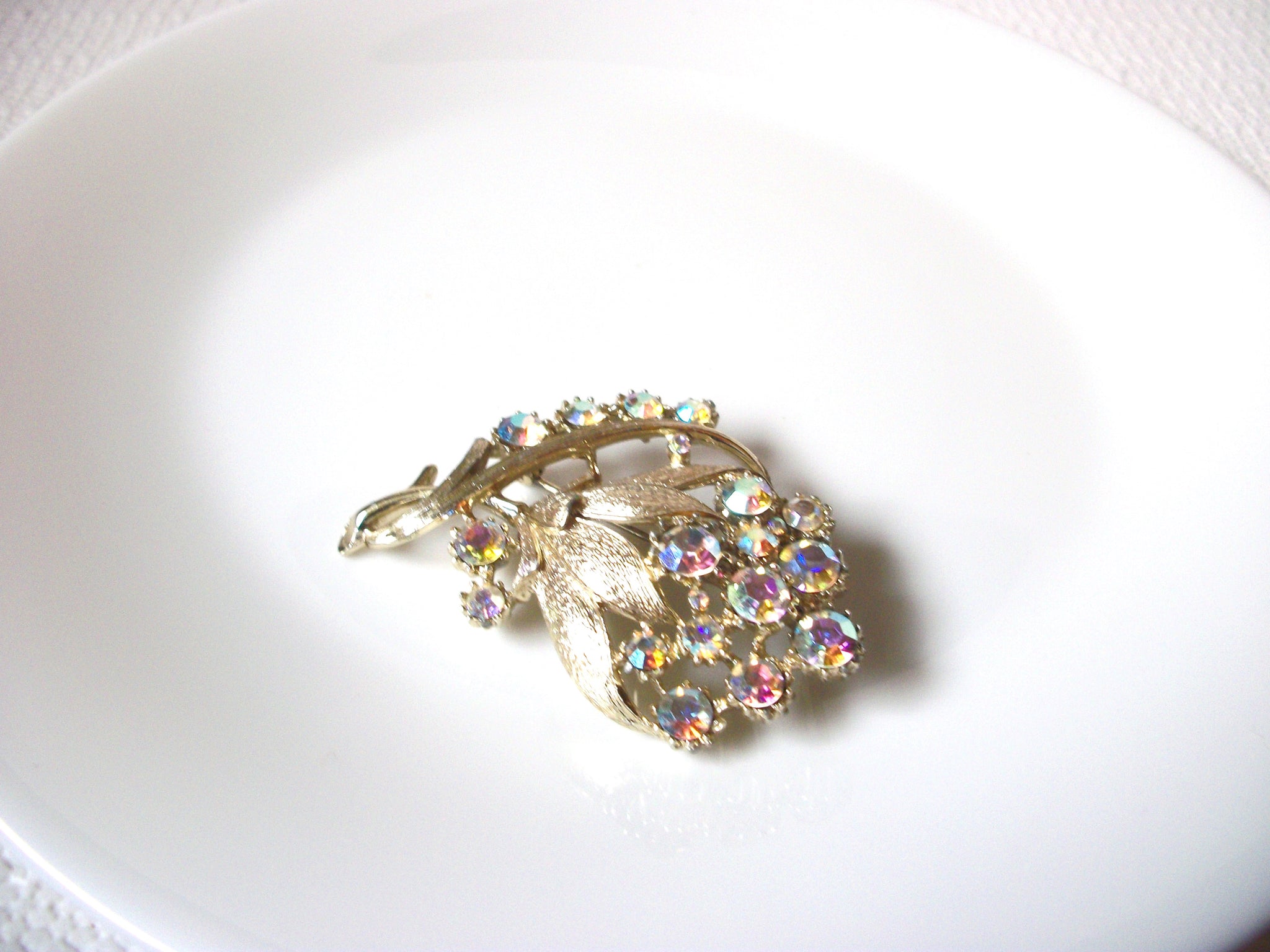Vintage Sparkling AB Crystal Brooch Pin 102020