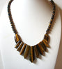 RAW African Hematite Tiger Stone Fan Necklace 71218Z