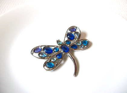 Vintage Silver Blue Glass Dragonfly Brooch Pin 71218Z