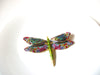 Vintage JOAN Rivers Large Abalone Paua Shell Rhinestones Dragonfly Brooch Pin 71218Z