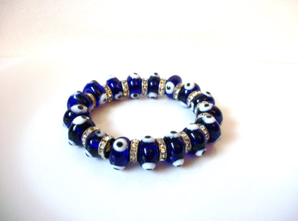 Cobalt Blue Lamp Work Italian Murano Glass Stretch Bracelet 71218Z