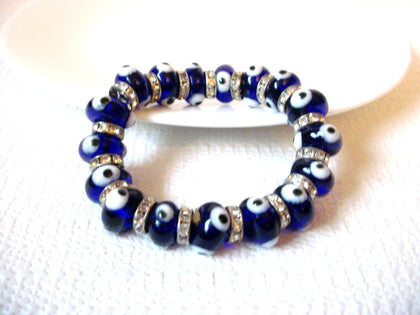 Cobalt Blue Lamp Work Italian Murano Glass Stretch Bracelet 71218Z