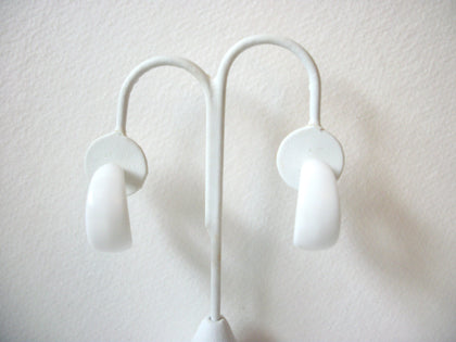 Vintage TRIFARI White Lucite Hoop Earrings 71218Z