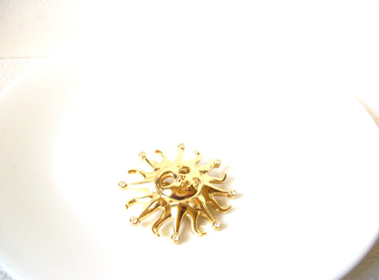 Vintage Kenneth Jay Lane Golden Sun Clear Rhinestone Crystal Eyes Brooch Pin 102020