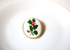 Vintage Gold Tone Bezel Christmas Glass Brooch Pin 71218S