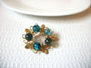 Vintage Blue Crackle Glass Leaves Brooch Pin 71218S