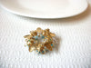 Vintage Blue Crackle Glass Leaves Brooch Pin 71218S