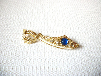 Retro Gold Tone Blue Dagger Broch Pin 71218S