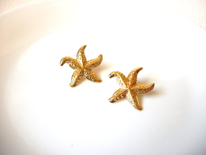 Retro Gold Toned Starfish Earrings 71218S