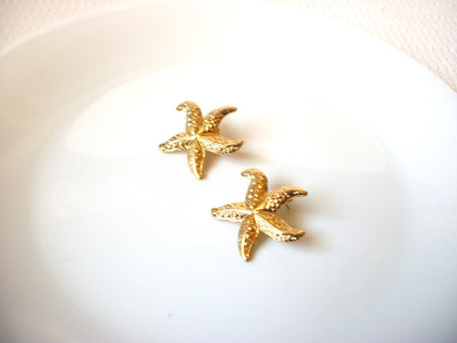Retro Gold Toned Starfish Earrings 71218S