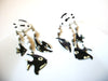 Retro Long Black White Fish Earrings 71218S