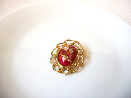 Vintage Floral Hand Painted Glass Brooch Pin 71218S