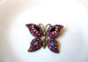 Vintage Distressed Sparkling Rhinestones Butterfly  Brooch Pin 71218S