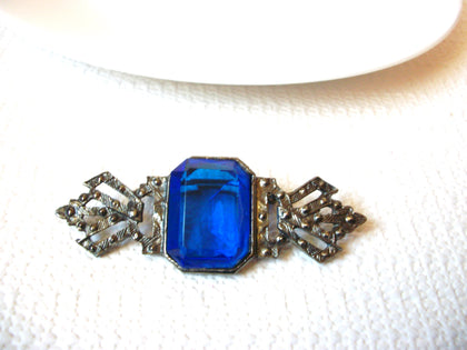 Art Deco Blue Glass Brooch Pin 71218S