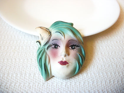 Vintage Fantasy Hand Painted Porcelain Pin 71218S