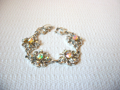Retro Silver Tone AB Crystals Aurora Borelias 7 1/4 Inch Bracelet 71218S
