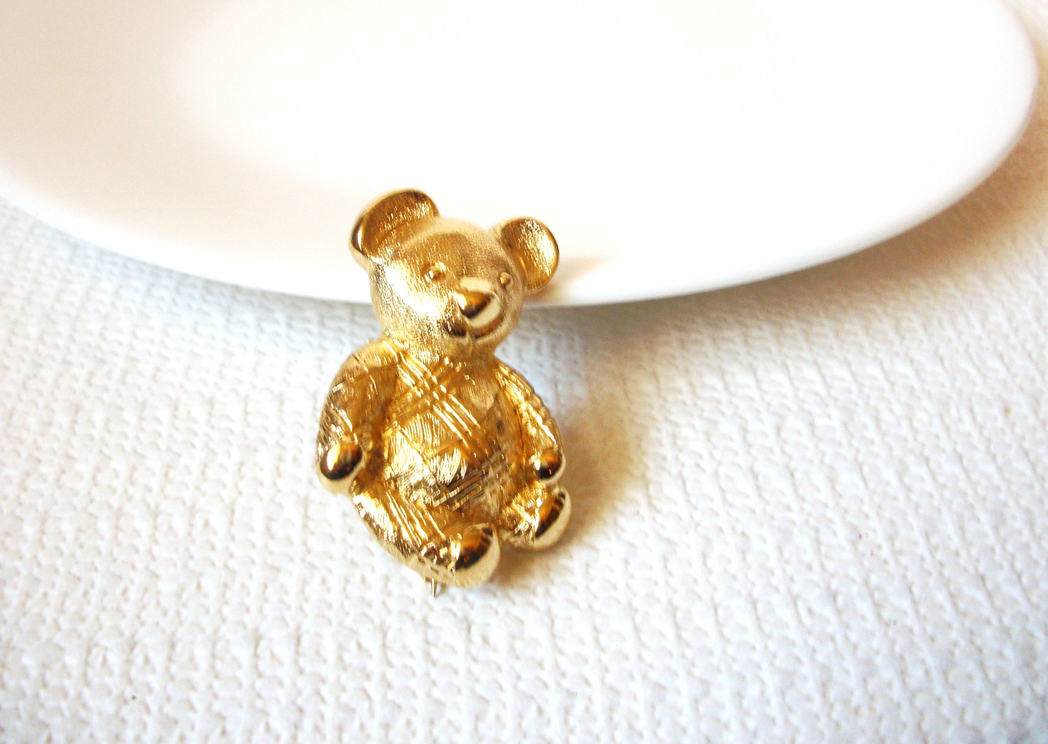 Gift Worthy BURBERRY Stamped Gold Tone Bear Pin 71218S