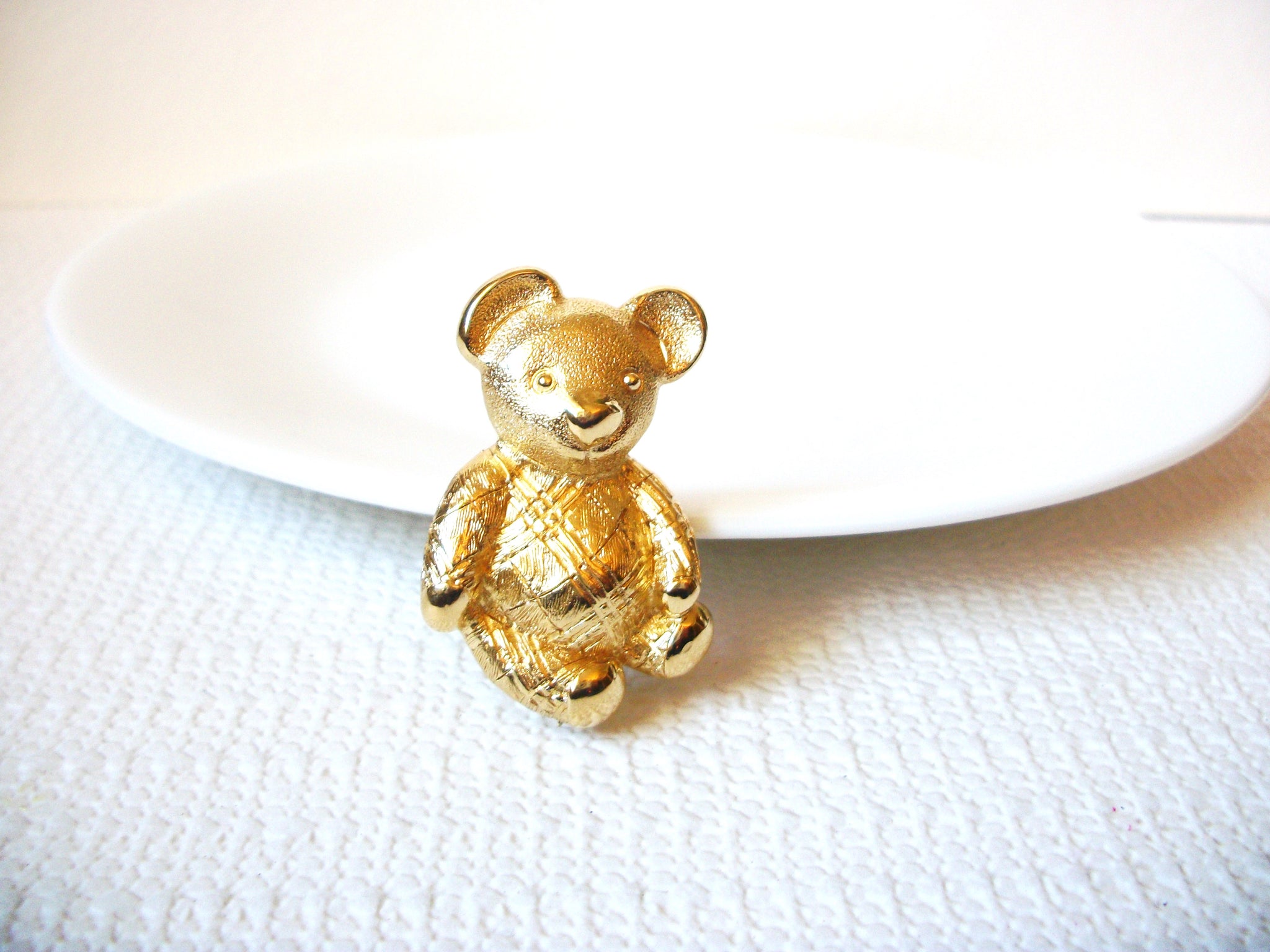 Gift Worthy BURBERRY Stamped Gold Tone Bear Pin 71218S