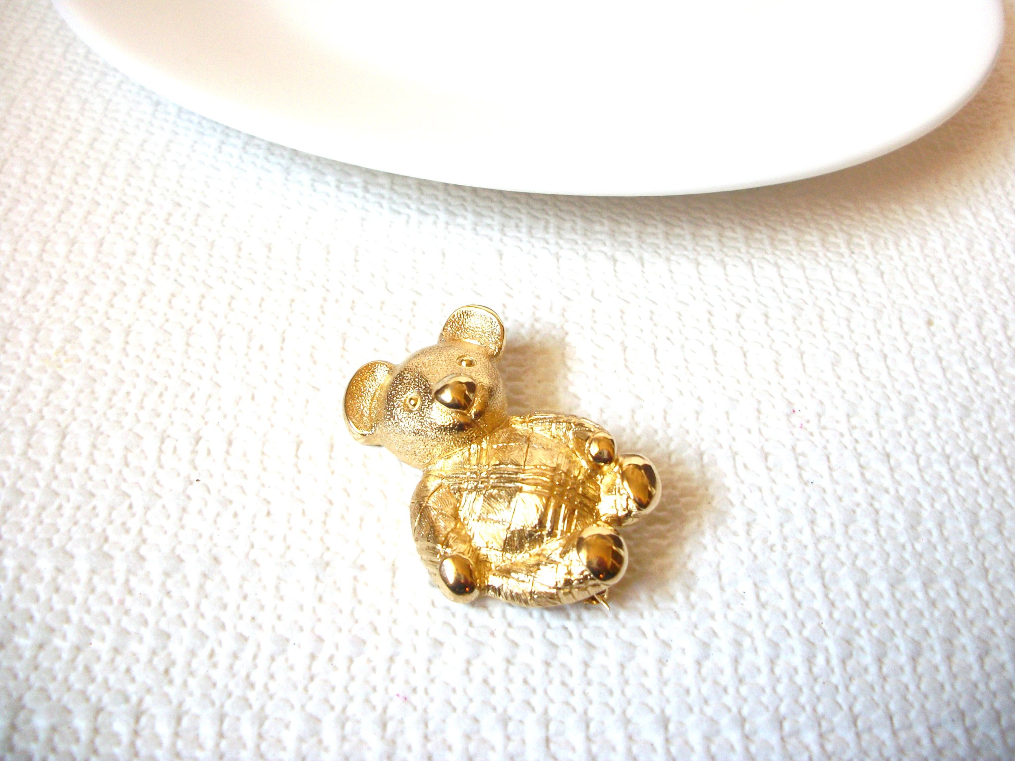 Gift Worthy BURBERRY Stamped Gold Tone Bear Pin 71218S