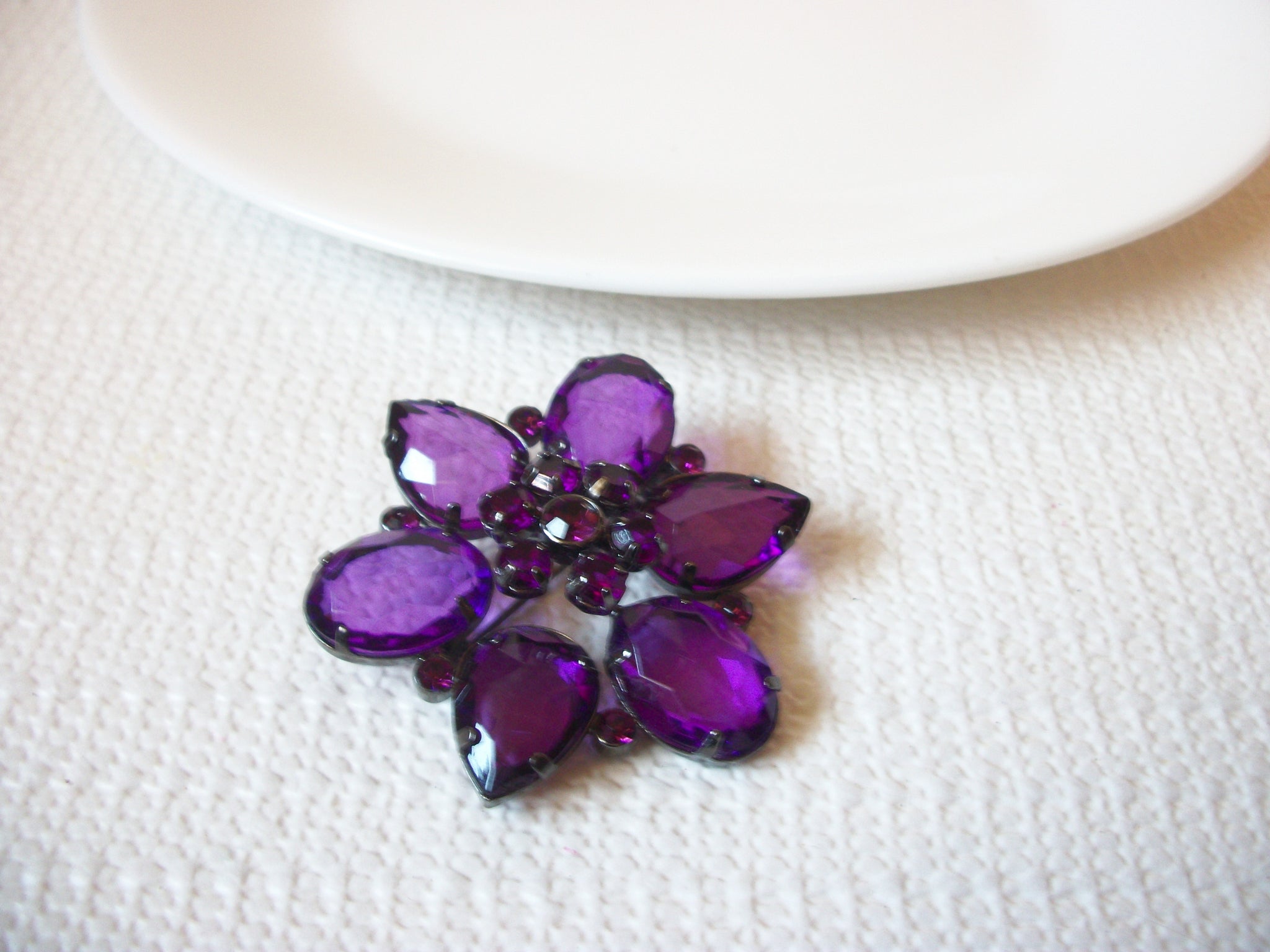 Black Purple Floral Rhinestone Pin 71218S
