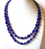 Cobalt Faceted Czech Glass Silver Tone Spacers Necklace 71218D