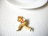 BOB MACKIE Stamped Gold Tone Enameled Dancing Bear Hinged Leg Rhinestone Pants Pin 71218