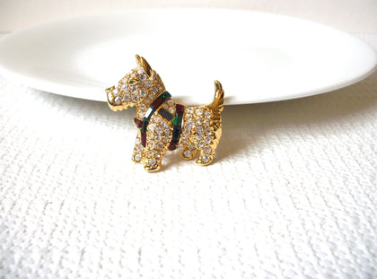 Vintage Gift Worthy Kenneth Jay Lane Rhinestones Enameled Dog Pin 71218D