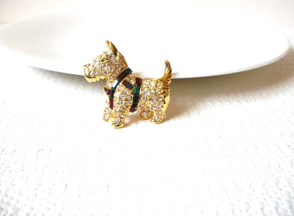 Vintage Gift Worthy Kenneth Jay Lane Rhinestones Enameled Dog Pin 71218D