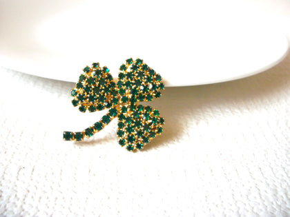 Vintage Shamrock Clover Prong Set Emeralds Brooch Pin 71218