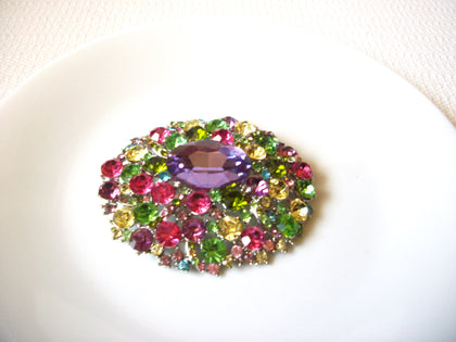 Retro Large Colorful Rhinestone Ornate Brooch Pin Enhancer 71218D