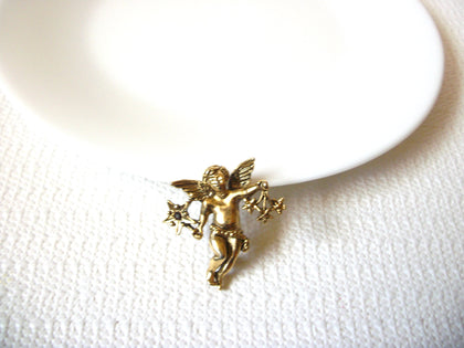 1950s Antiqued Gold Tone Metal Art Nouveau Angel Pin 71218D