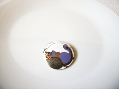 Vintage Cats In Love Cloisonne Brooch Pin 71218D