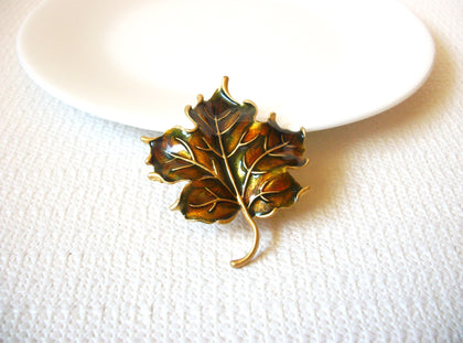Vintage Enameled Maple Leaf Brooch Pin 71218D