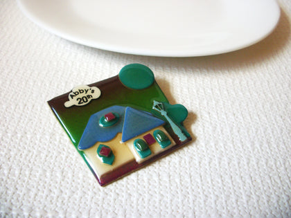 Vintage House Pins By Lucinda Abbys 20th Blue Green Pin 71218D
