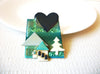 House Pins By Lucinda Glitter Blue Teal Green Black Heart Pin 71218D