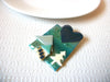 House Pins By Lucinda Glitter Blue Teal Green Black Heart Pin 71218D