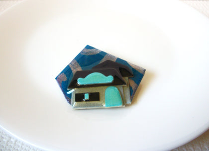 Vintage House Pin By Lucinda Pretty Blues House Pin 71218D