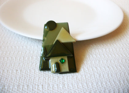Vintage House Pins By Lucinda Pretty Green Forest House Pin 71218D