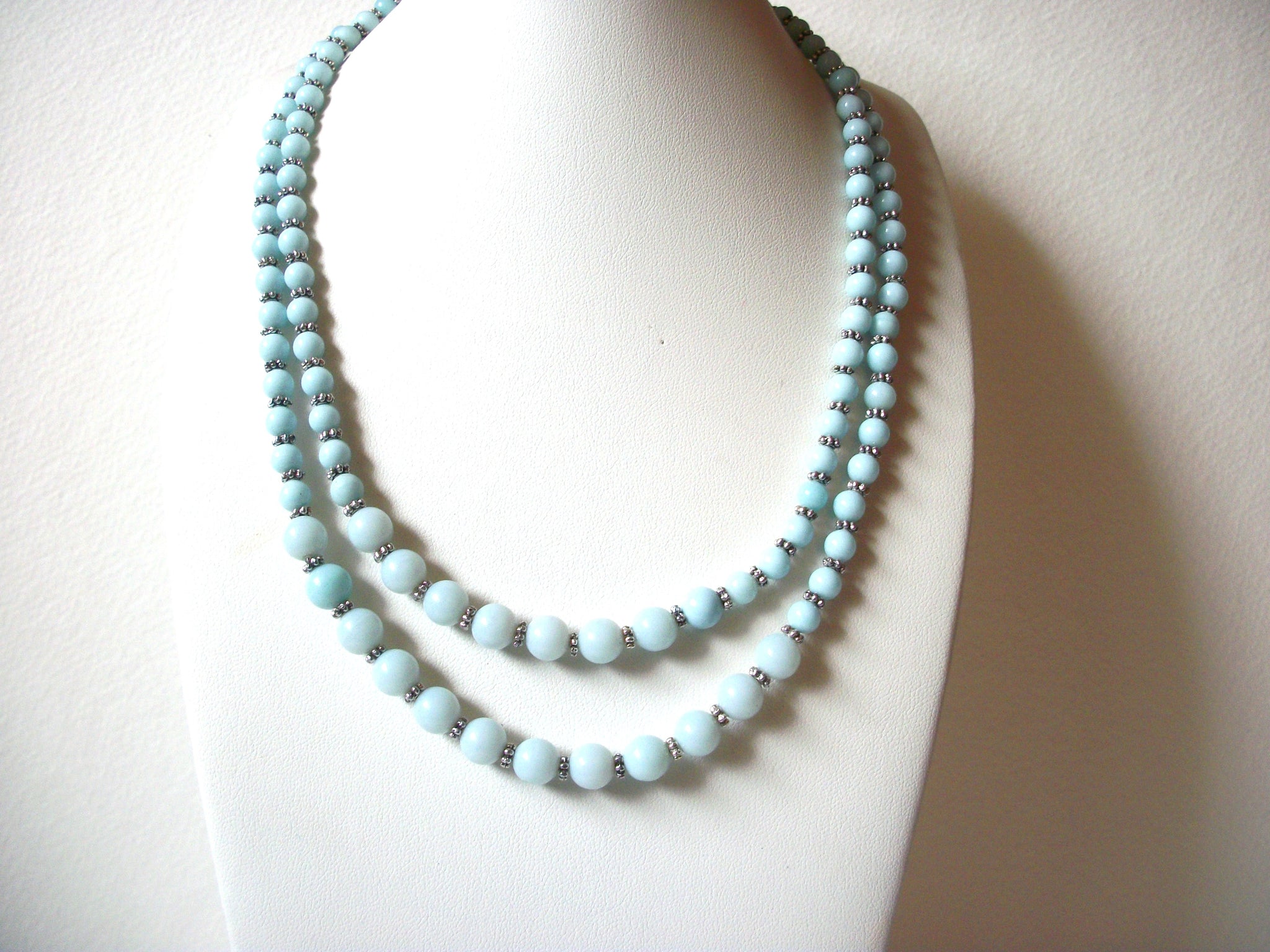 Vintage Powder Blues Czech Glass Necklace 71218D