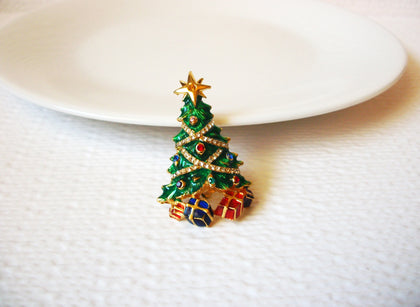Vintage Christmas Rhinestone Tree Brooch Pin 102020