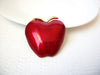 Vintage Big Red Juicy Enameled Red Apple Gold Tone 2 Inch Larger Pin 72518