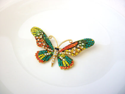 Colorful Butterfly Artisan Hand Inlaid Rhinestones Heavier Larger Butterfly Pin 72518